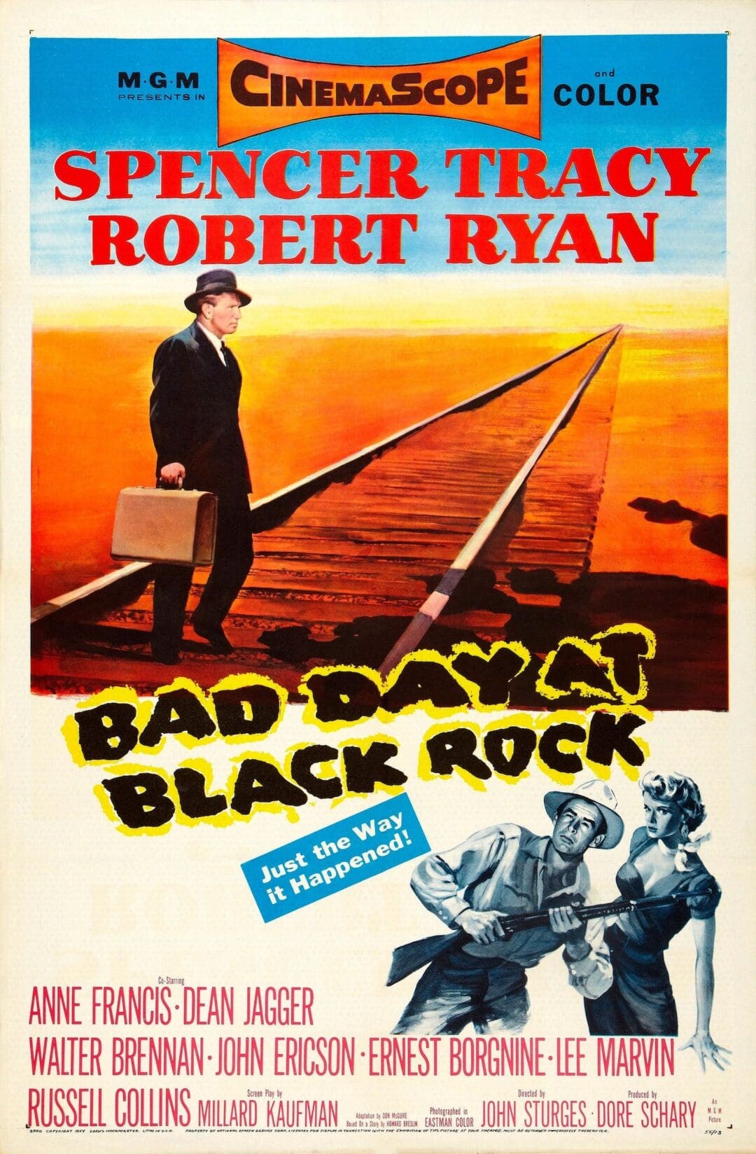 Vintage movie poster with dramatic sunset scene.