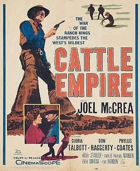 Cattle Empire" movie poster featuring cowboy scene.