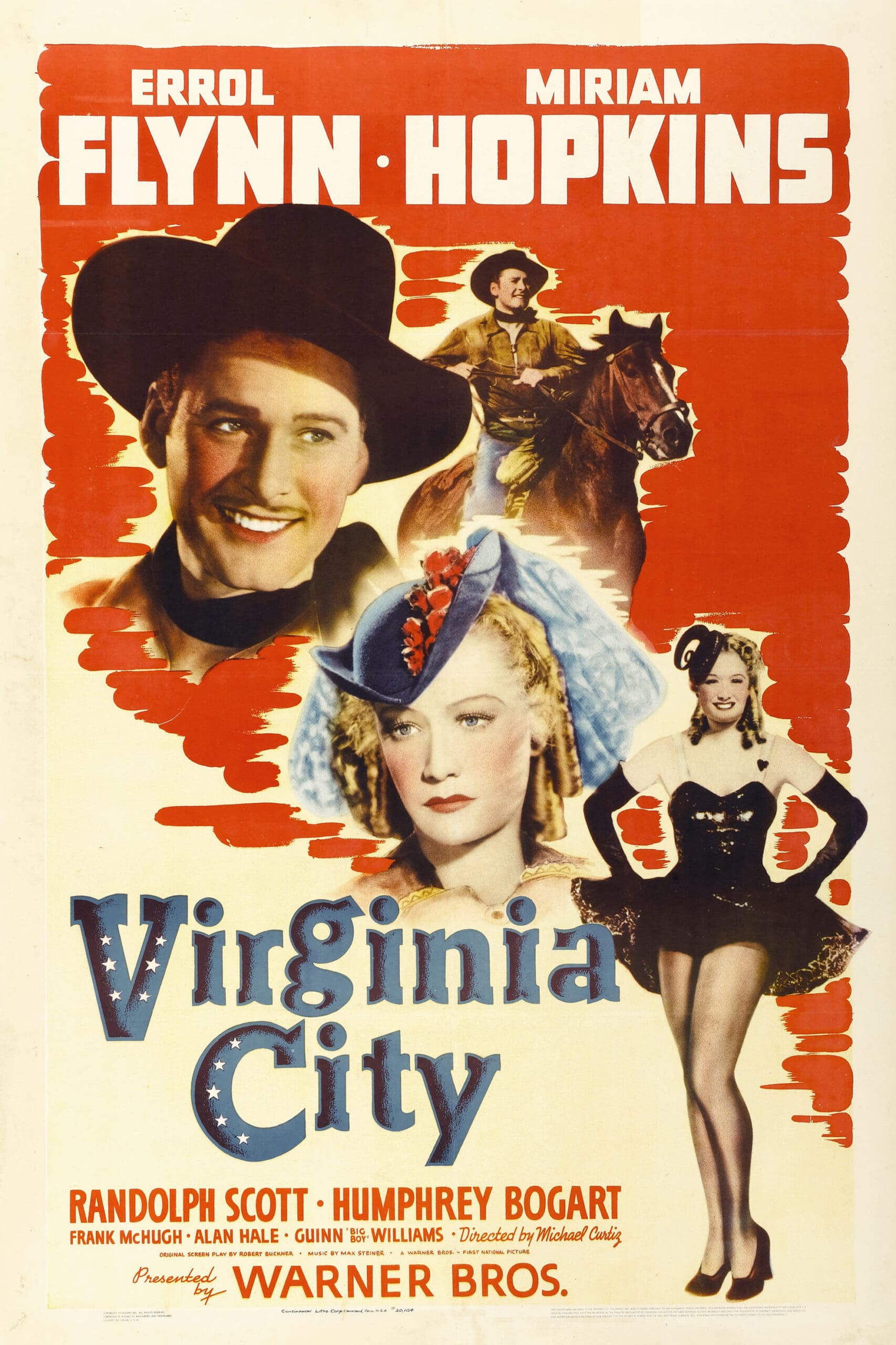 Vintage movie poster for 'Virginia City' featuring main characters.