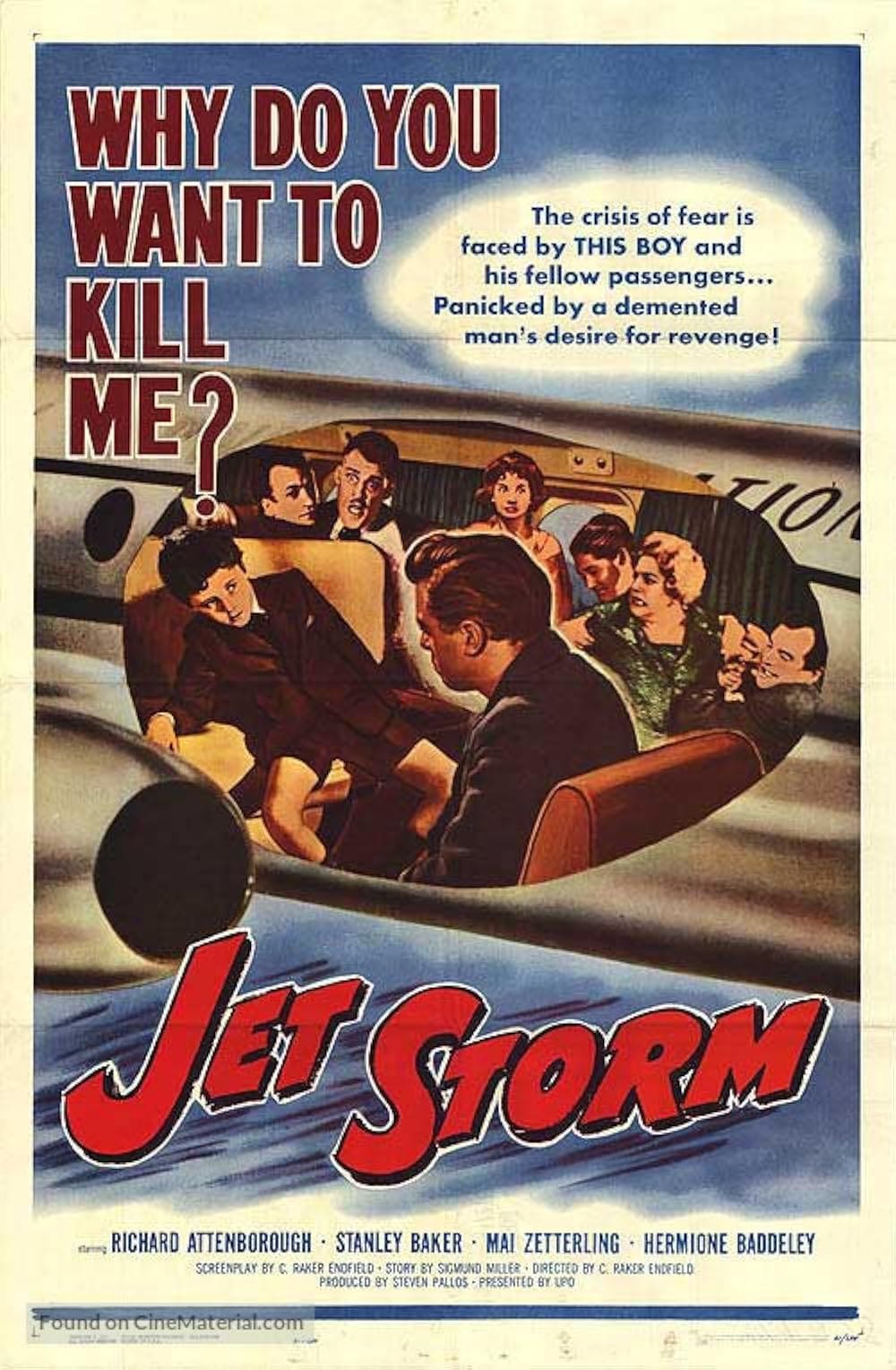 Vintage movie poster of Jet Storm showing a tense airplane scene.