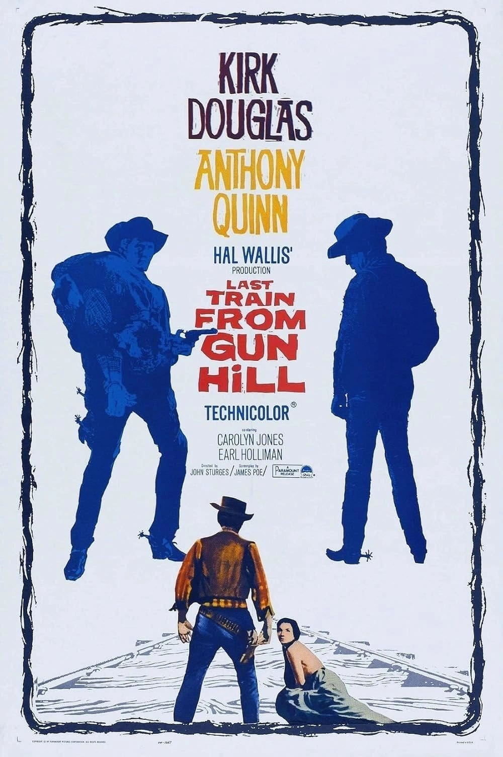 Western movie poster with silhouetted cowboys.