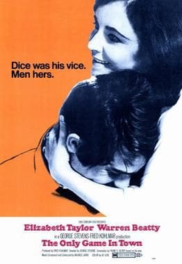 Movie poster with embracing couple illustration.