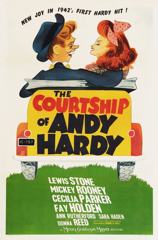 Vintage movie poster for "The Courtship of Andy Hardy".