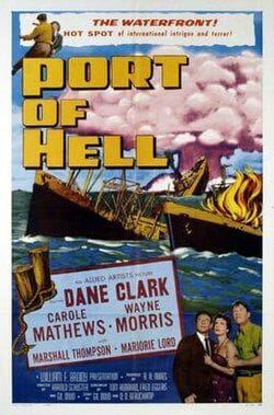Port of Hell" movie poster, ship burning.