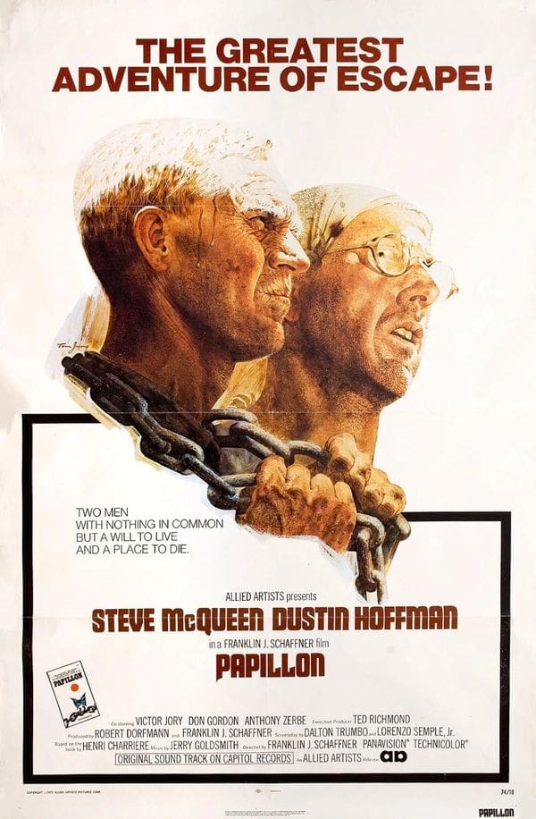 Movie poster featuring two men in chains.