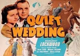 Quiet Wedding" vintage movie poster illustration.