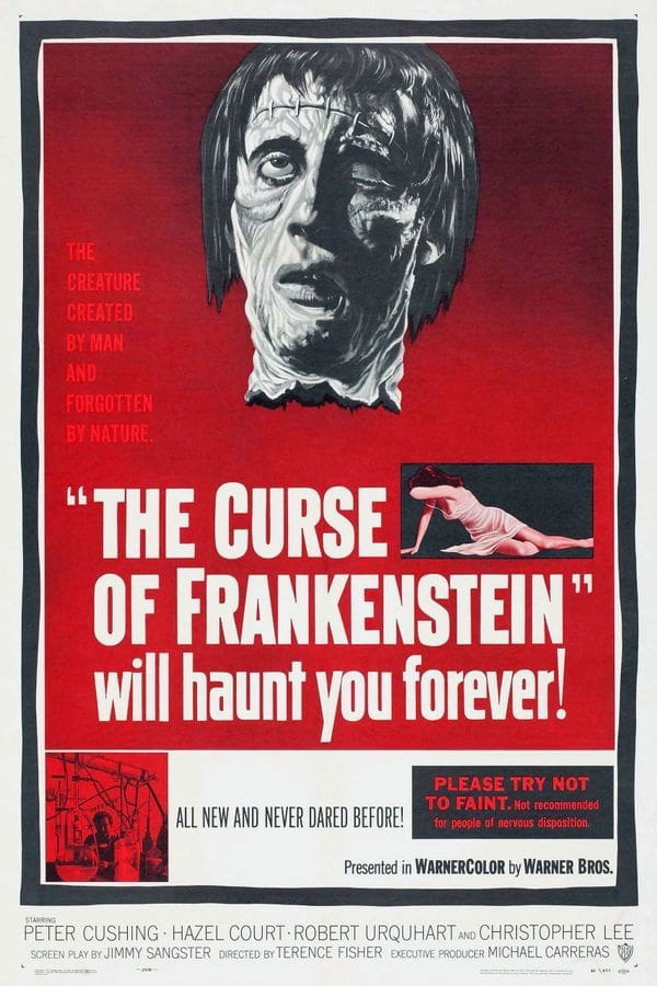 The Curse of Frankenstein movie poster.