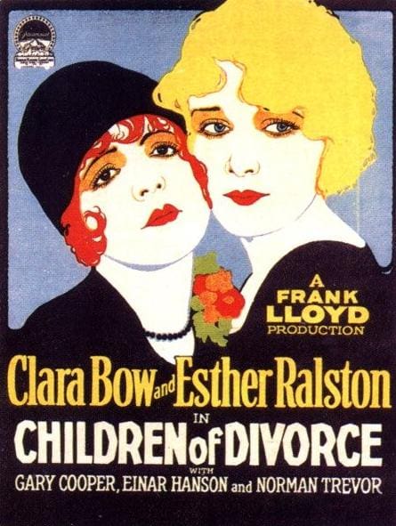 Vintage movie poster for Children of Divorce featuring Clara Bow and Esther Ralston.