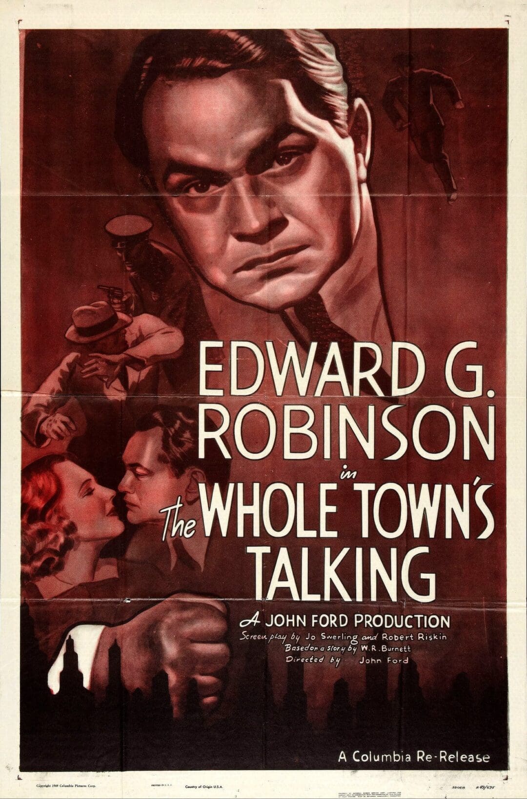 Vintage movie poster for 'The Whole Town's Talking' starring Edward G. Robinson.