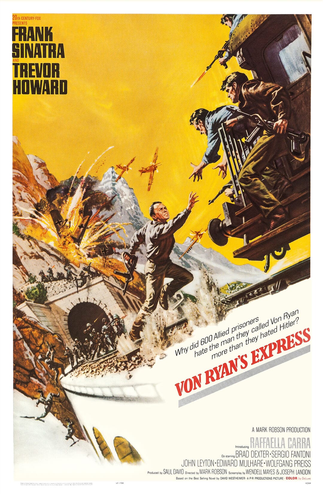Explosive action scene from Von Ryan's Express movie poster.