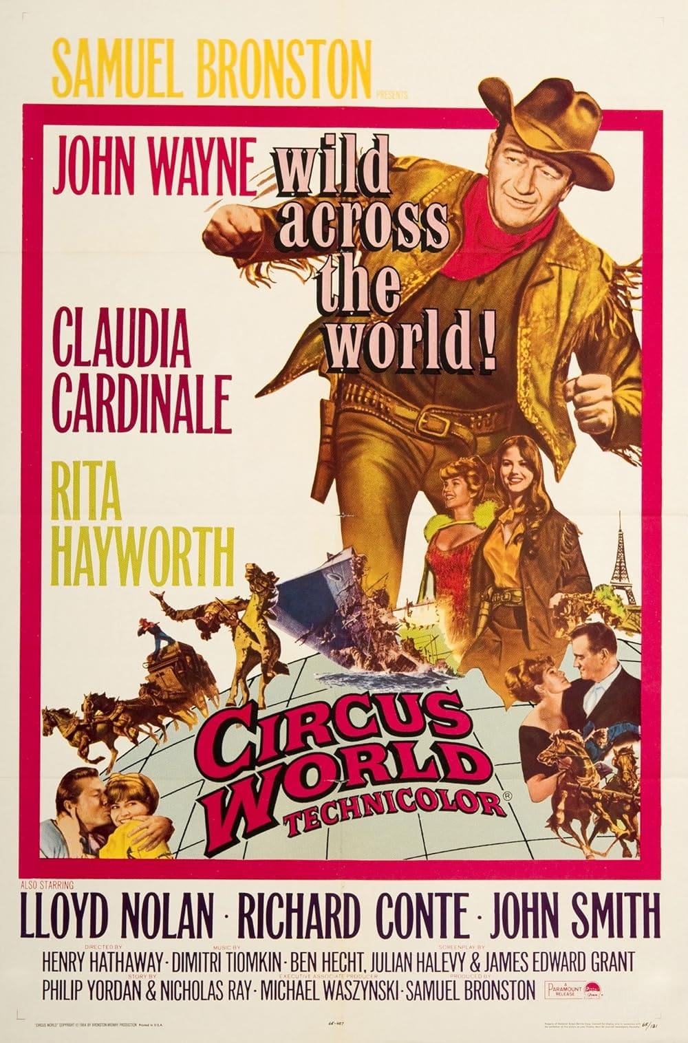 Vintage circus-themed movie poster with bold colors and dramatic poses.