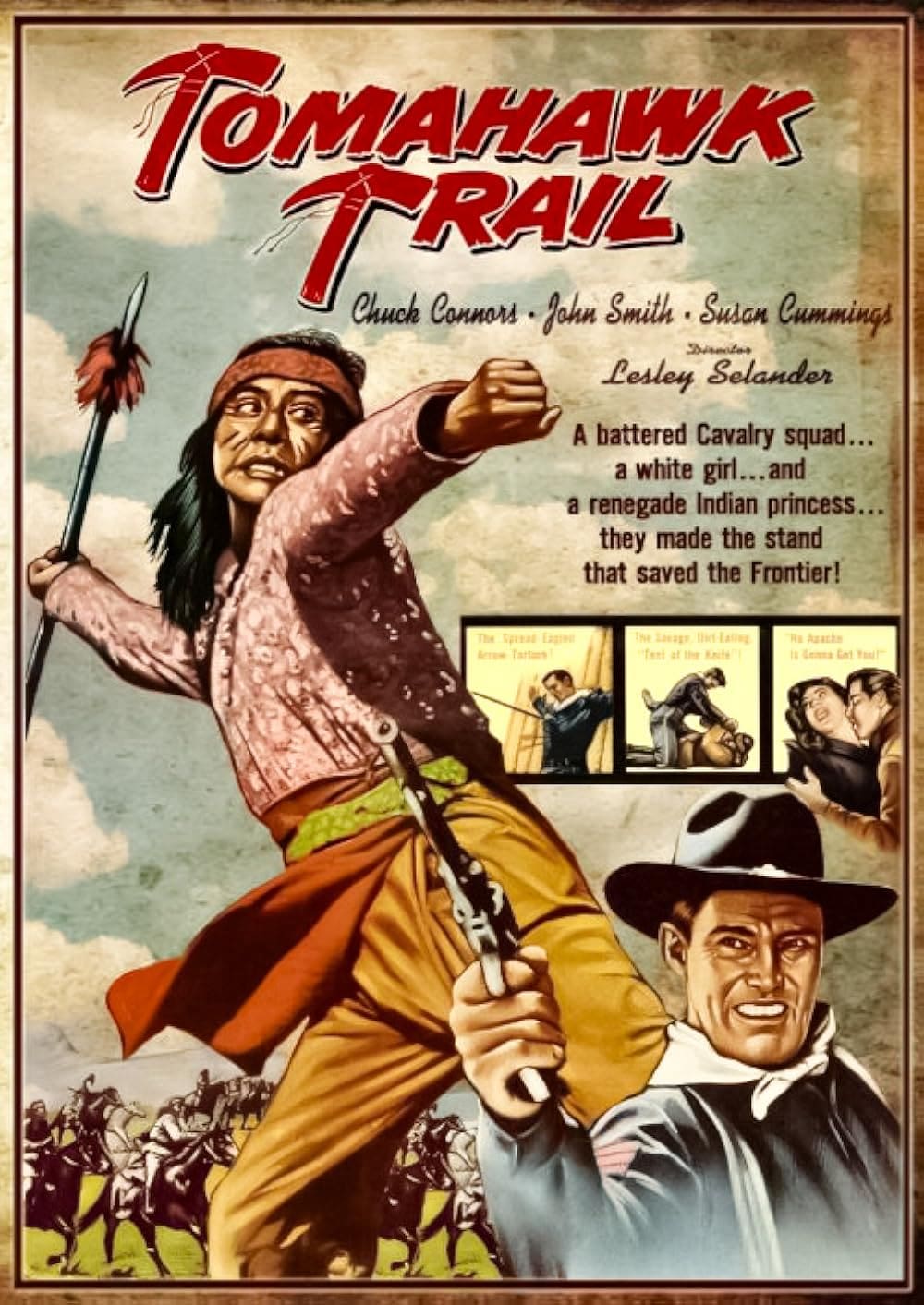 Vintage movie poster featuring a cowboy and a Native American warrior.