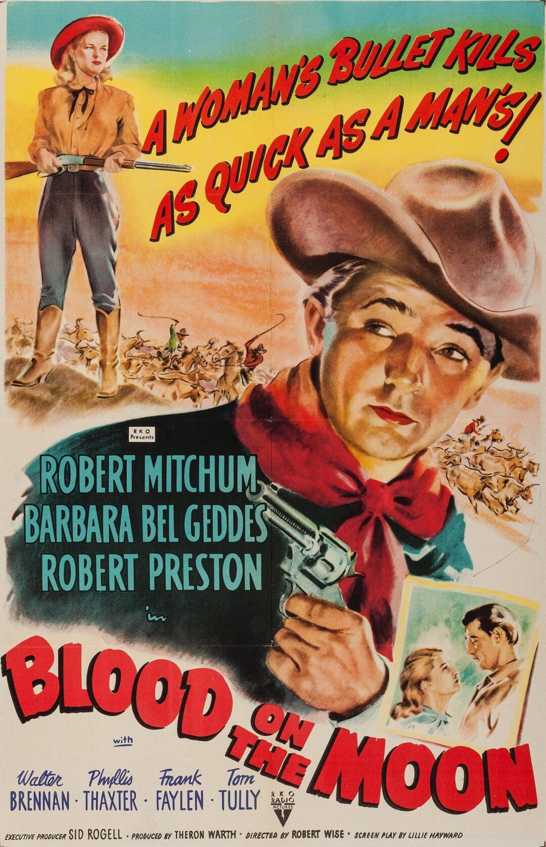 Vintage Western movie poster featuring a cowboy with a red scarf and gun holster.