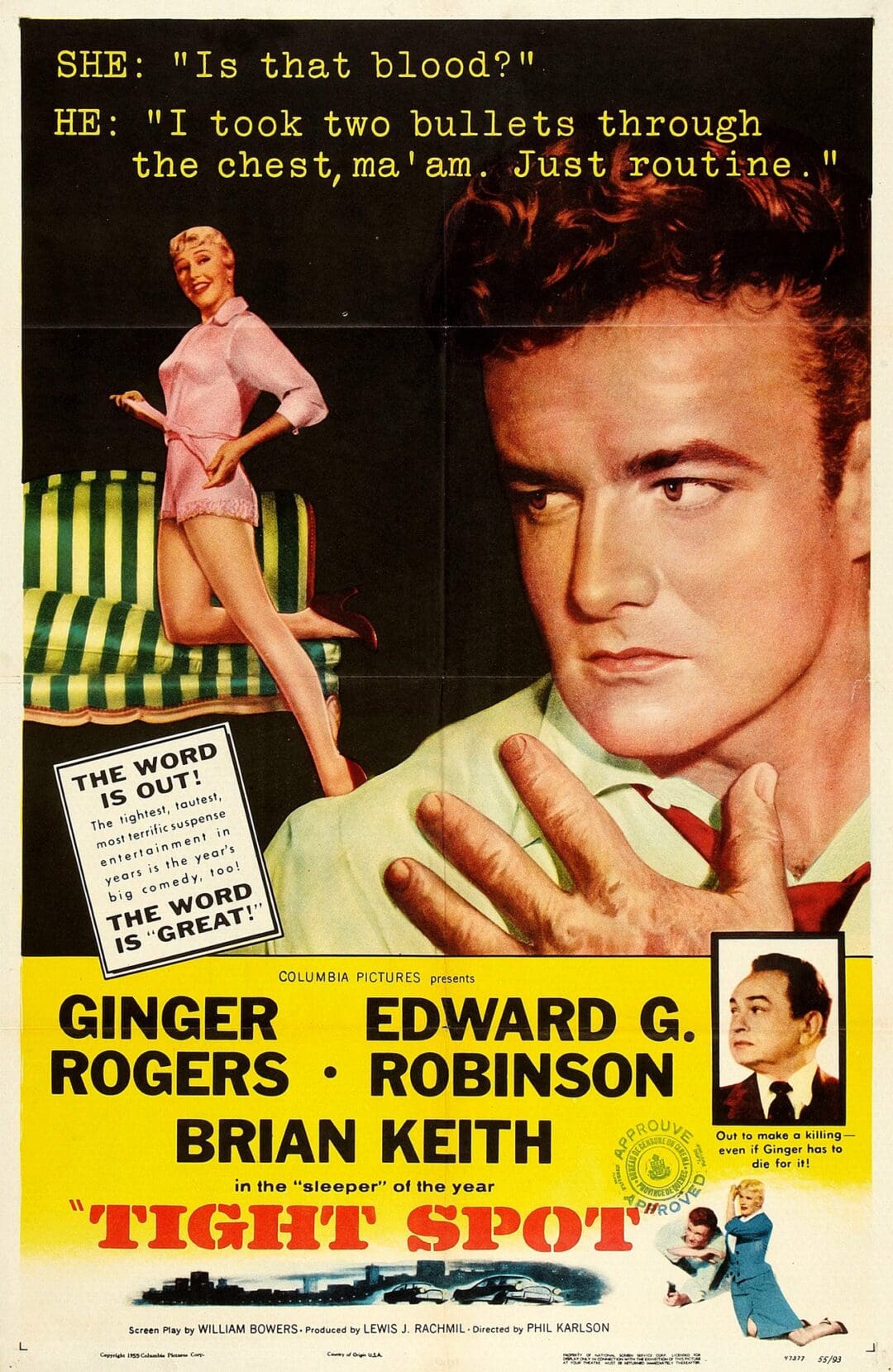 Vintage movie poster featuring Ginger Rogers and Edward G. Robinson.