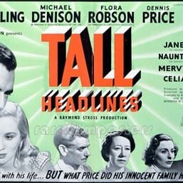 Poster for the movie 'Tall Headlines' featuring dramatic black-and-white portraits.