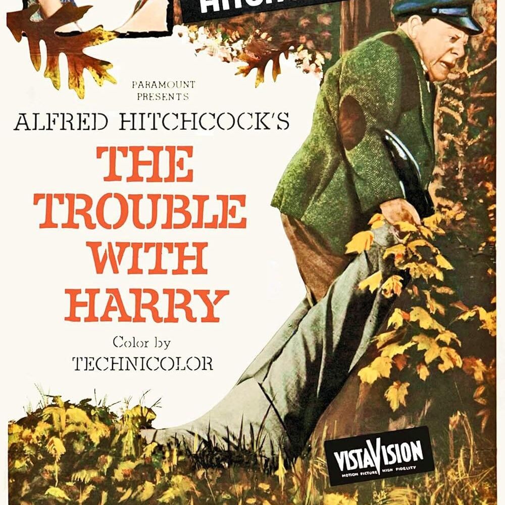 Vintage movie poster for Alfred Hitchcock's 'The Trouble with Harry'.