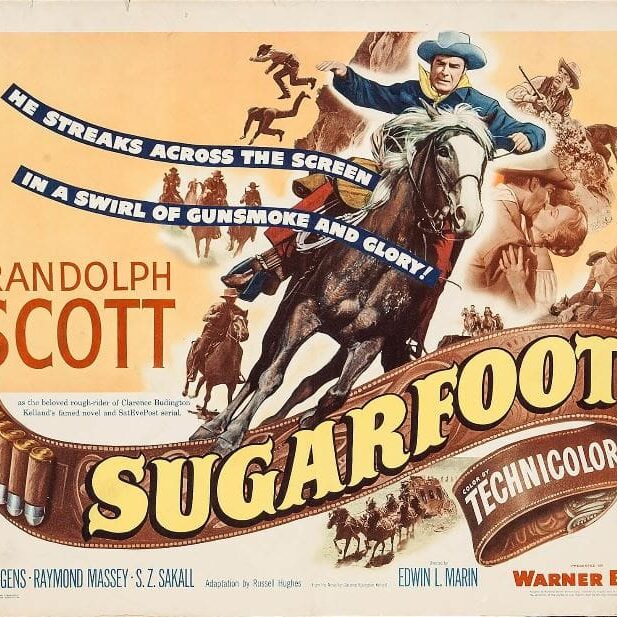 Vintage movie poster for 'Sugarfoot' starring Randolph Scott.